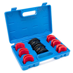 MiKaFex front view of 14pc kit showing organized adapters and plates, clear identification