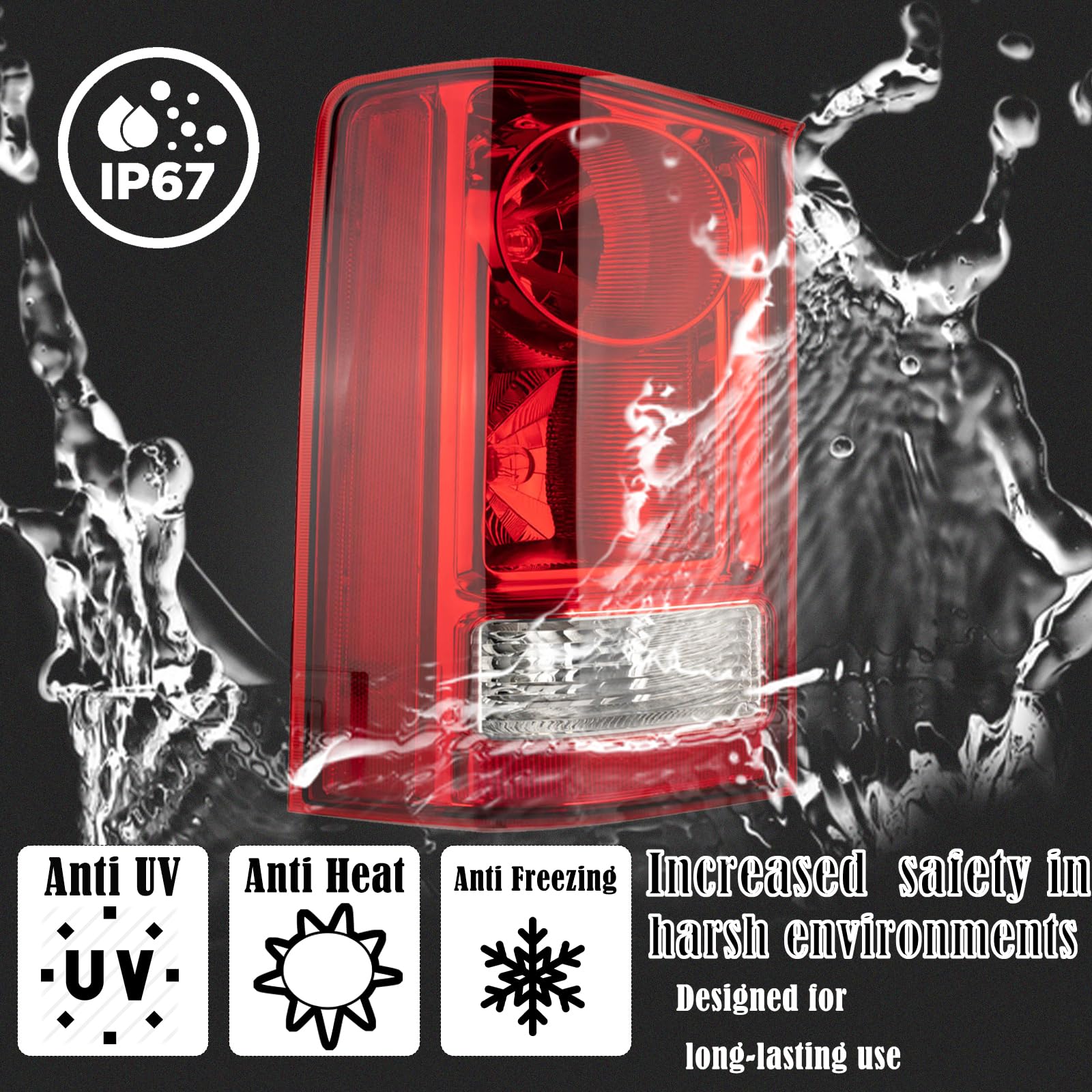 MiKaFex tail light next to a ruler showing accurate size and scale