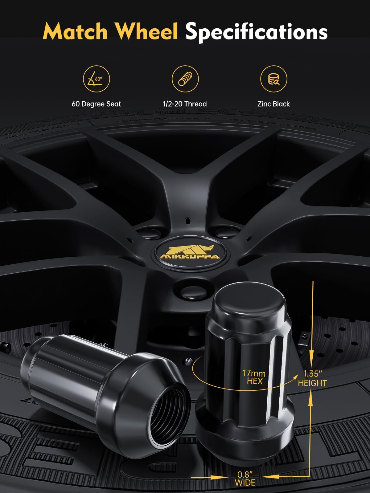 MIKKUPPA close-up of lug nut threads highlighting precise fit and reliability