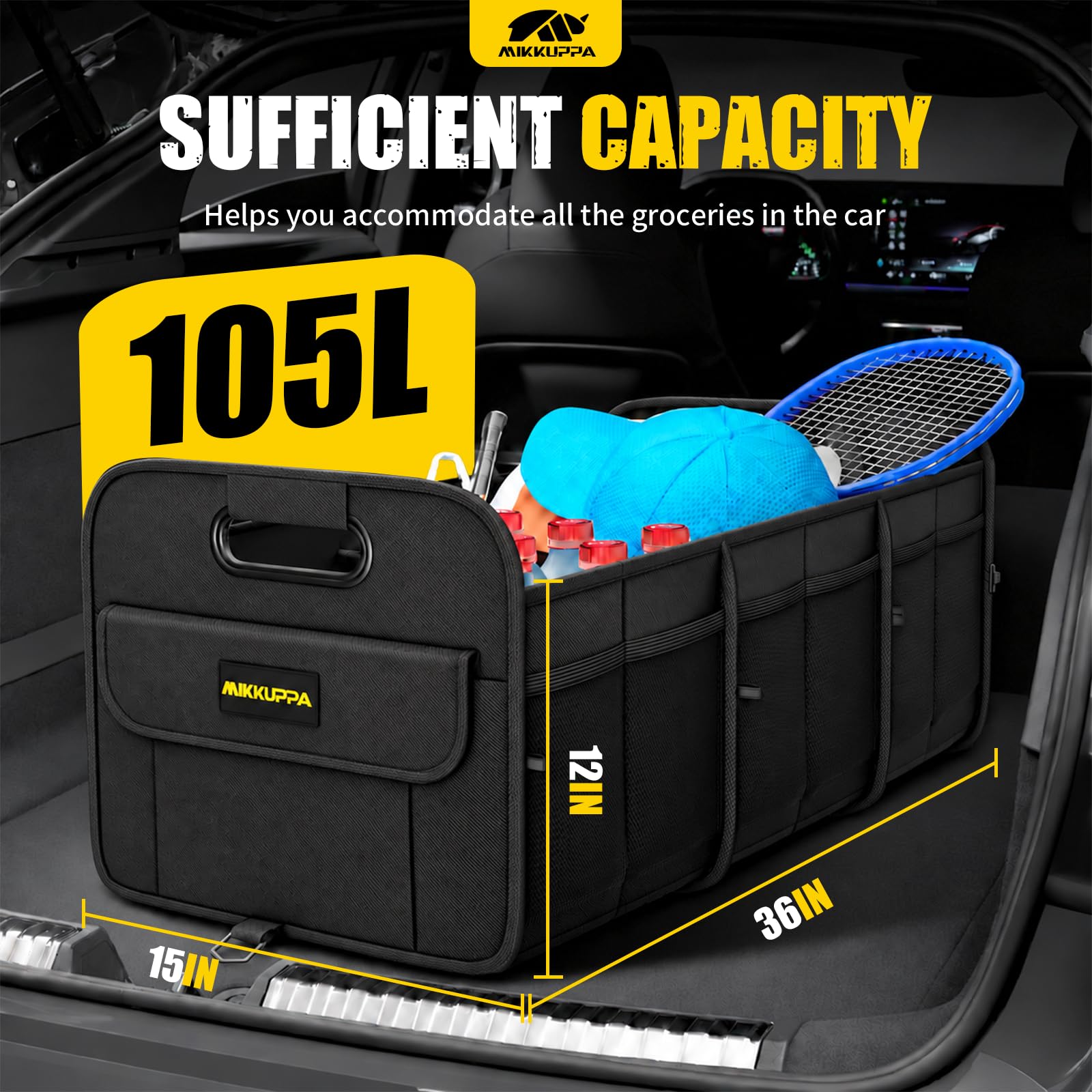 MIKKUPPA folded flat for compact storage and trunk convenience