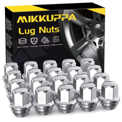 MIKKUPPA chrome lug nuts front packaging showing full set and clean finish benefit