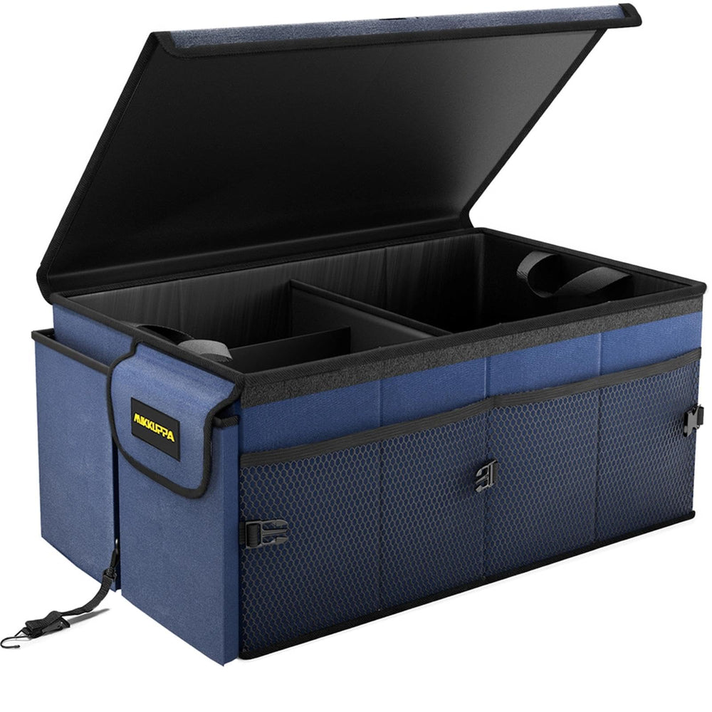 MIKKUPPA front view with lid showing organized storage and secure closure
