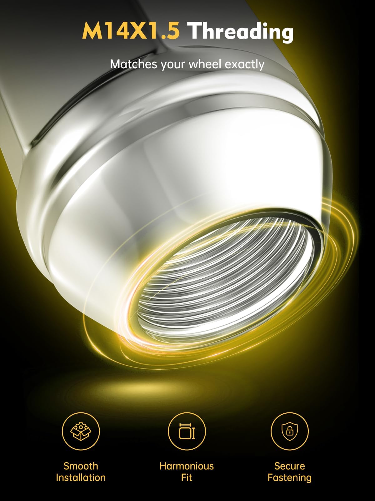 MIKKUPPA lug nut beside ruler showing 1.5 inch height for fit verification