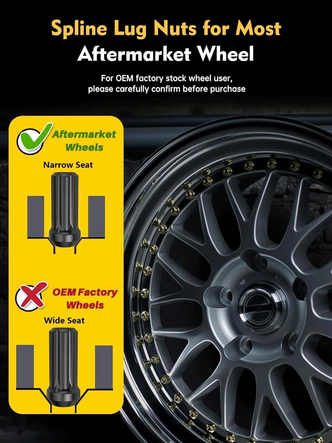 MIKKUPPA lug nut installed on Chevy wheel demonstrating secure fit and finished look