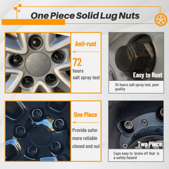 MIKKUPPA lug nuts installed on a Jeep wheel demonstrating secure fit and style