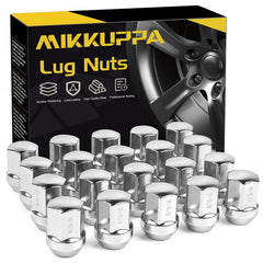 MIKKUPPA front set of 20 lug nuts showing uniform shape and fit benefit