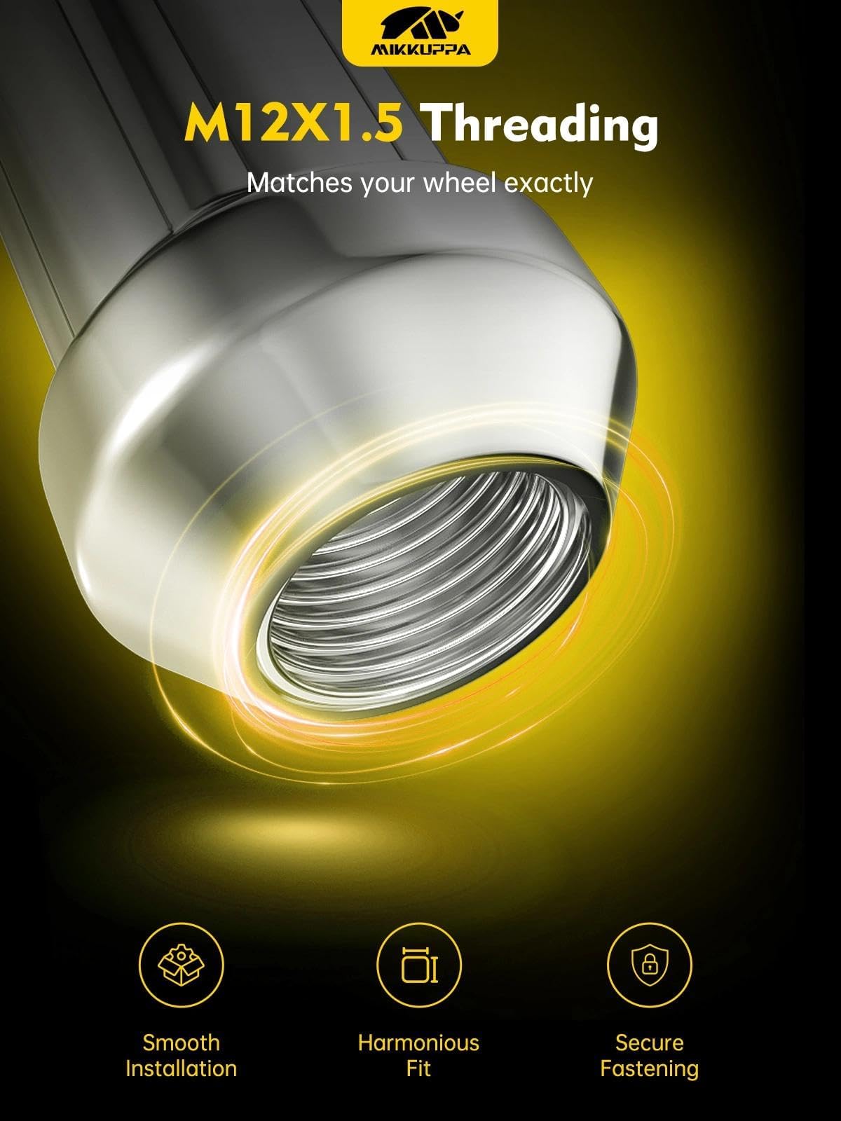 MIKKUPPA lug nut mounted on aftermarket wheel demonstrating finished look and stud protection