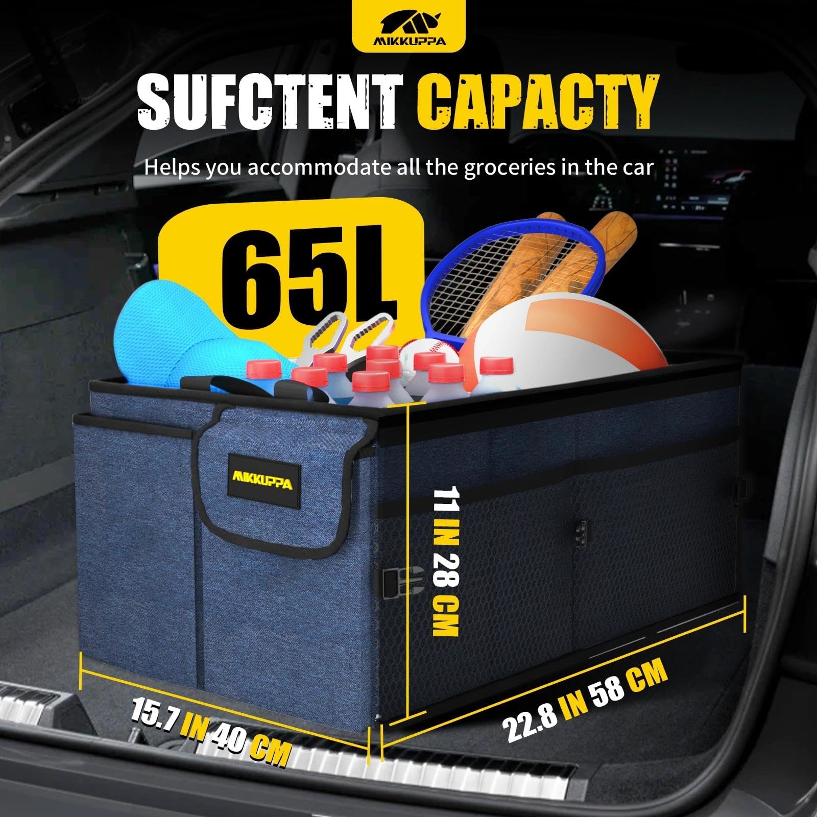 MIKKUPPA open top showing roomy interior and multiple pockets for organization