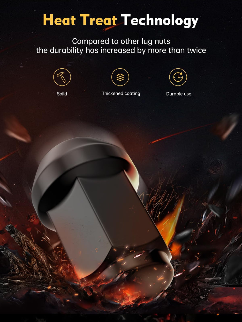 MIKKUPPA lug nut next to ruler showing dimensions and fitment clarity