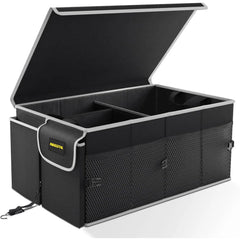 MIKKUPPA trunk organizer front view showing capacity and structure for neat storage