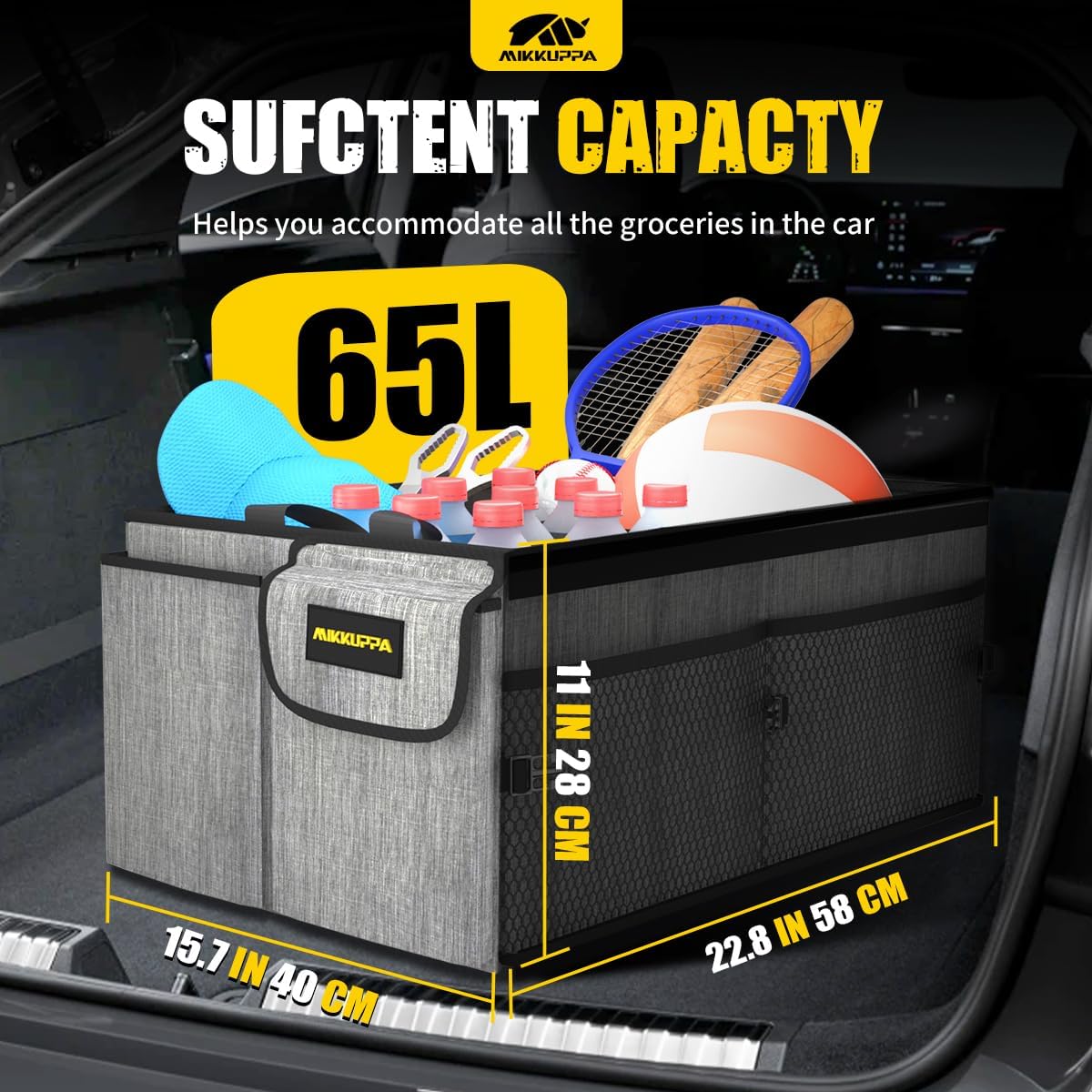 MIKKUPPA open lid revealing roomy interior and secured contents