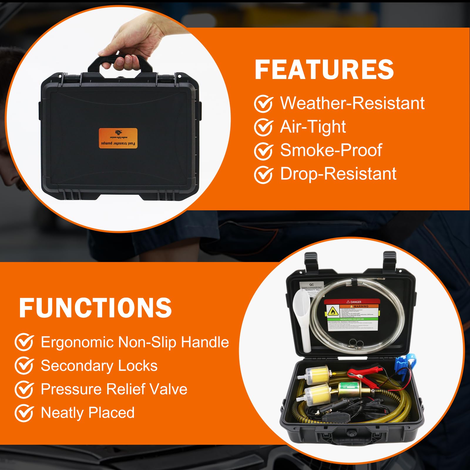 MILADO pump held in hands showing compact size and easy portability