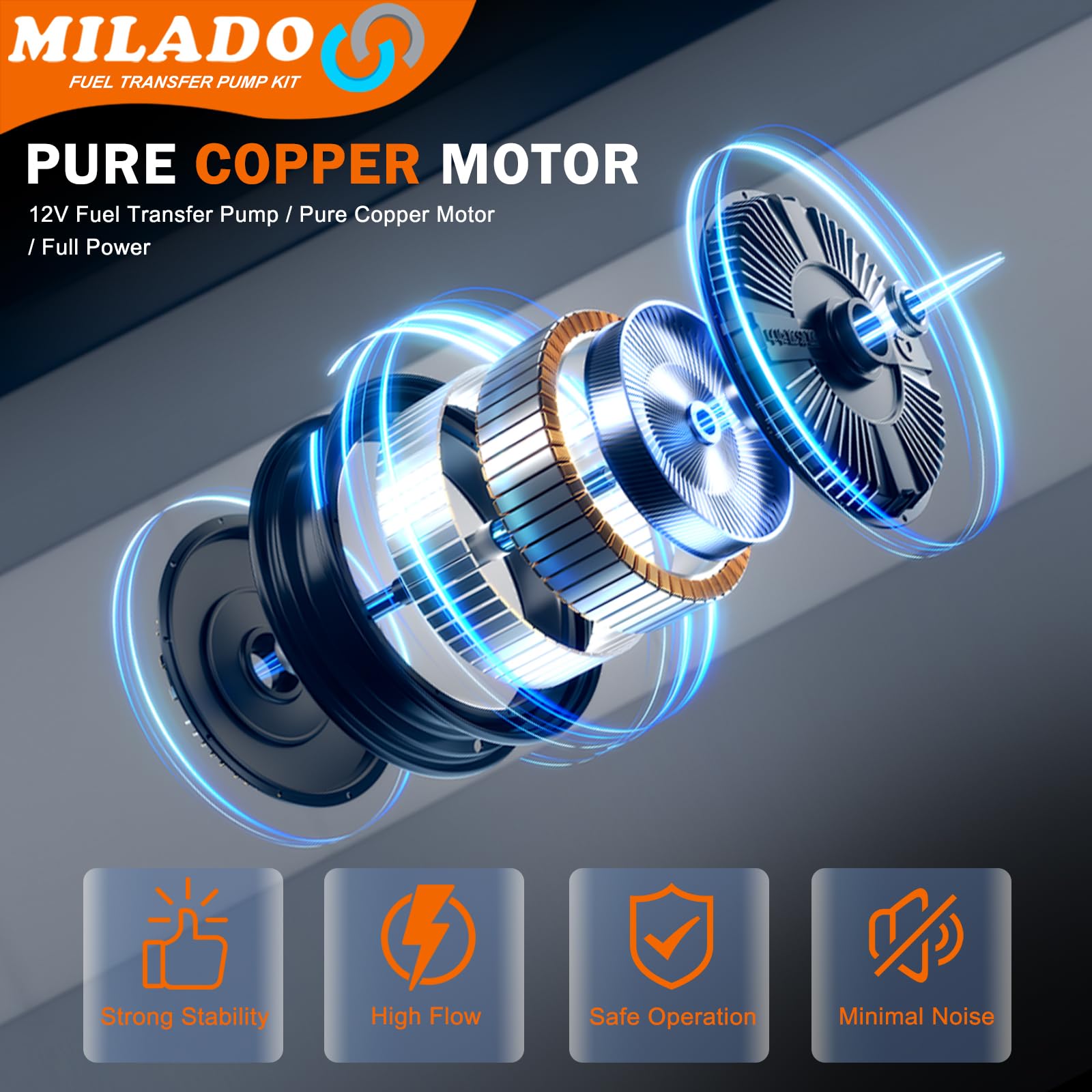 MILADO stainless pickup tube with roller tip reaching tank bottom for thorough draining
