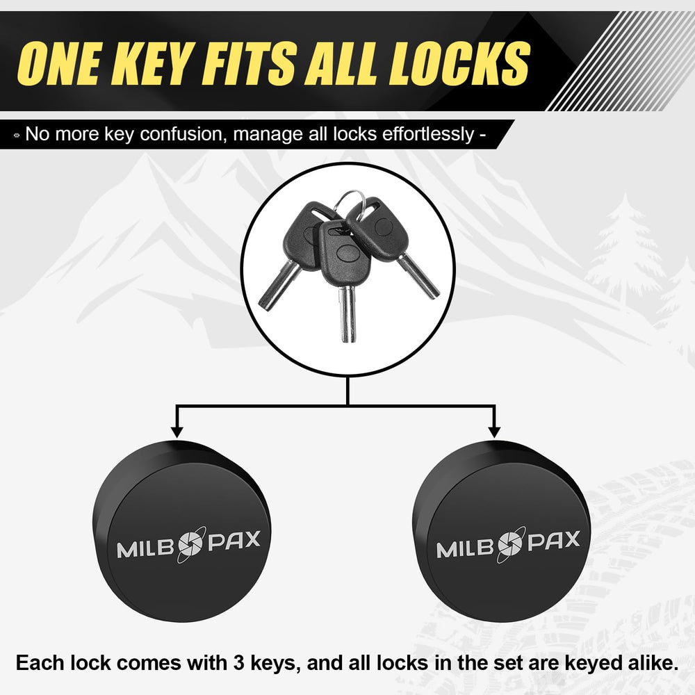 MILBOPAX puck lock attached to trailer latch proving secure, weather-ready use