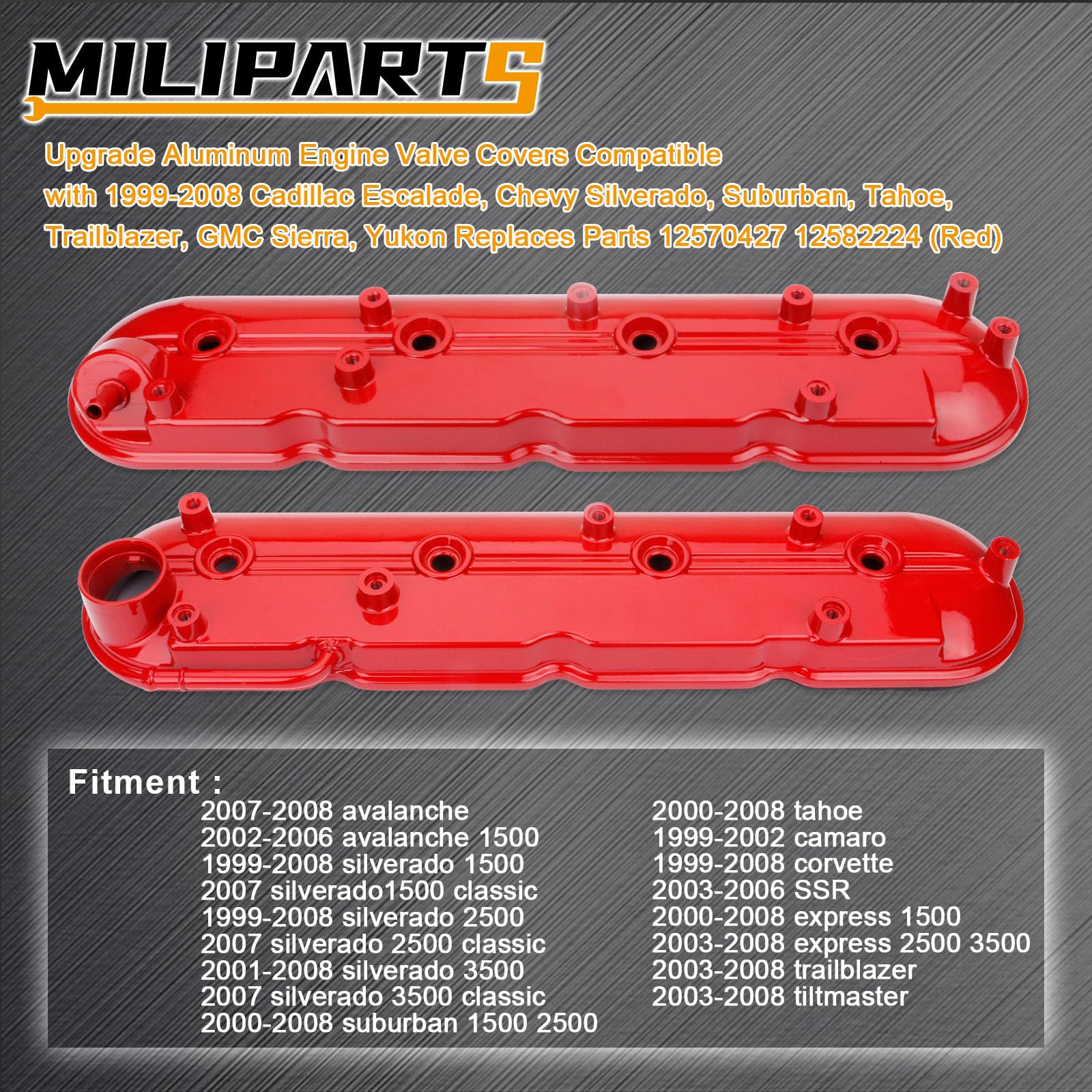 MILIPARTS valve cover close-up of machined surface demonstrating precision fit and durability