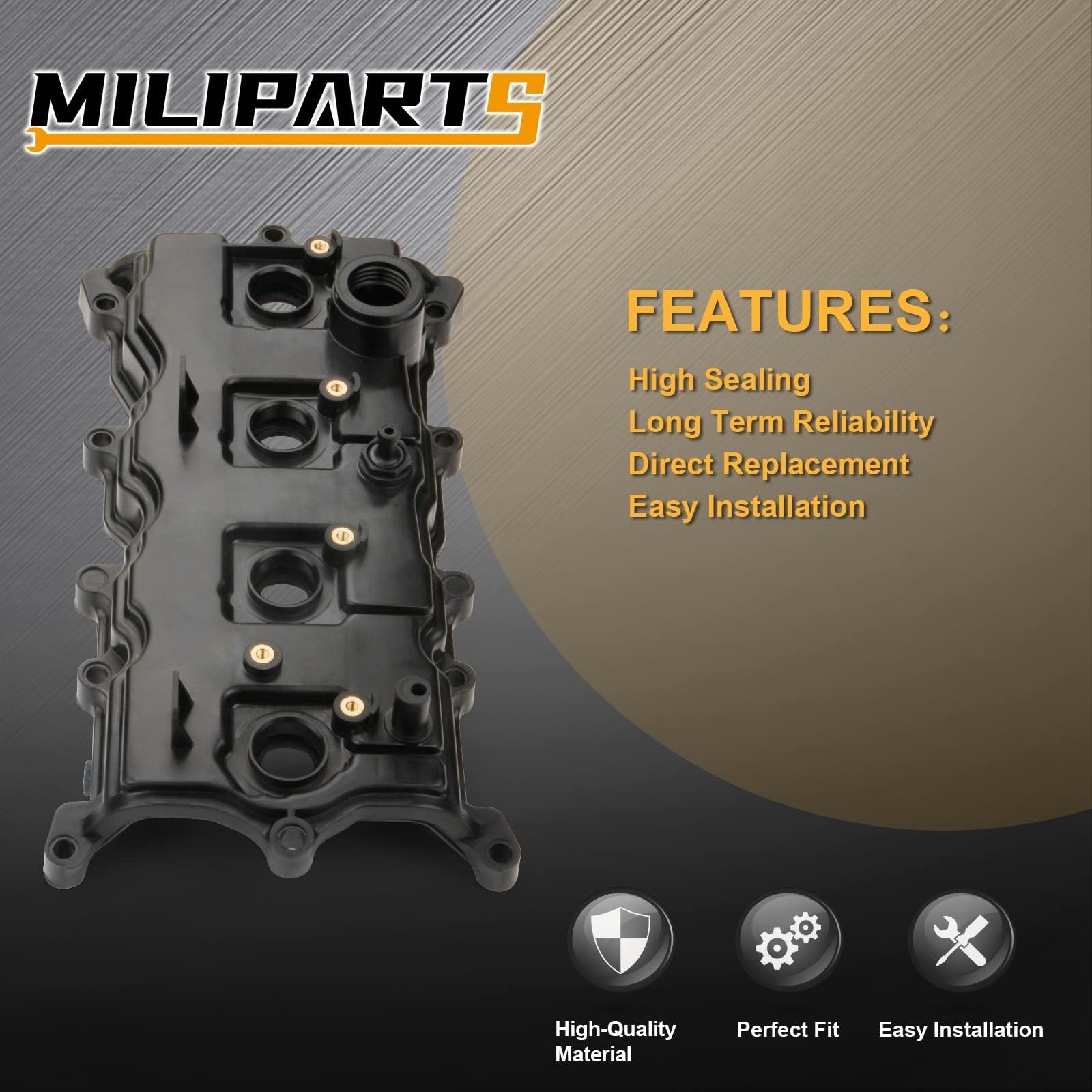 MILIPARTS valve cover installed in engine bay demonstrating correct fit