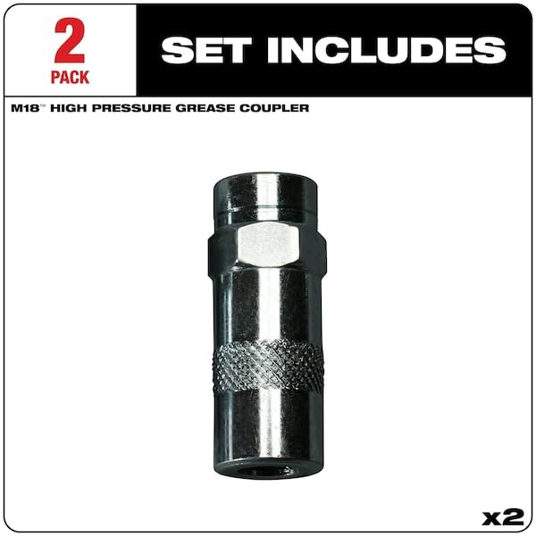 Milwaukee couplers attached to a grease gun, enables fast secure connections