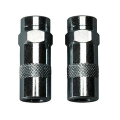 Milwaukee couplers front view showing two durable grease gun fittings, improves workflow