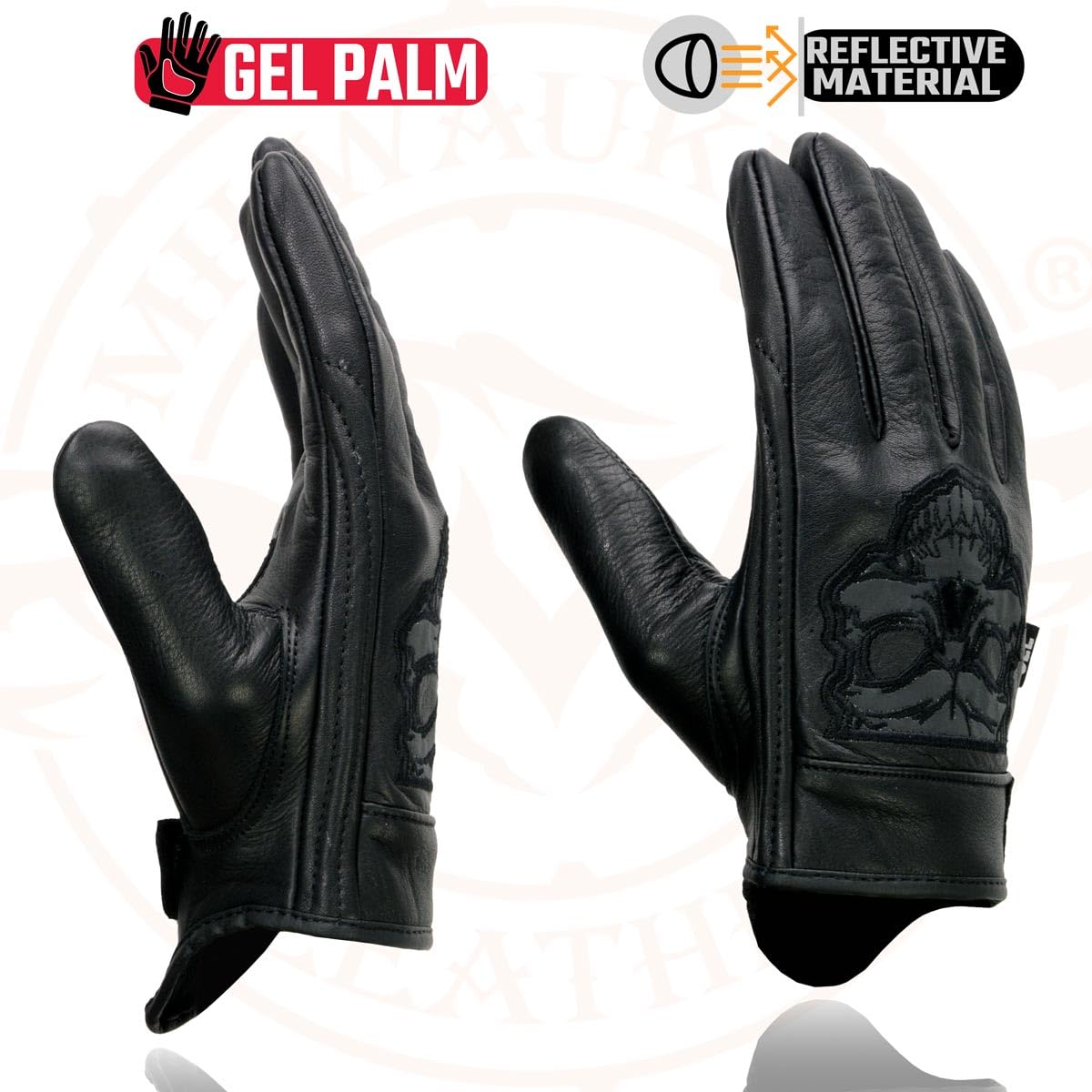 Milwaukee Leather reflective skull detail for added night visibility