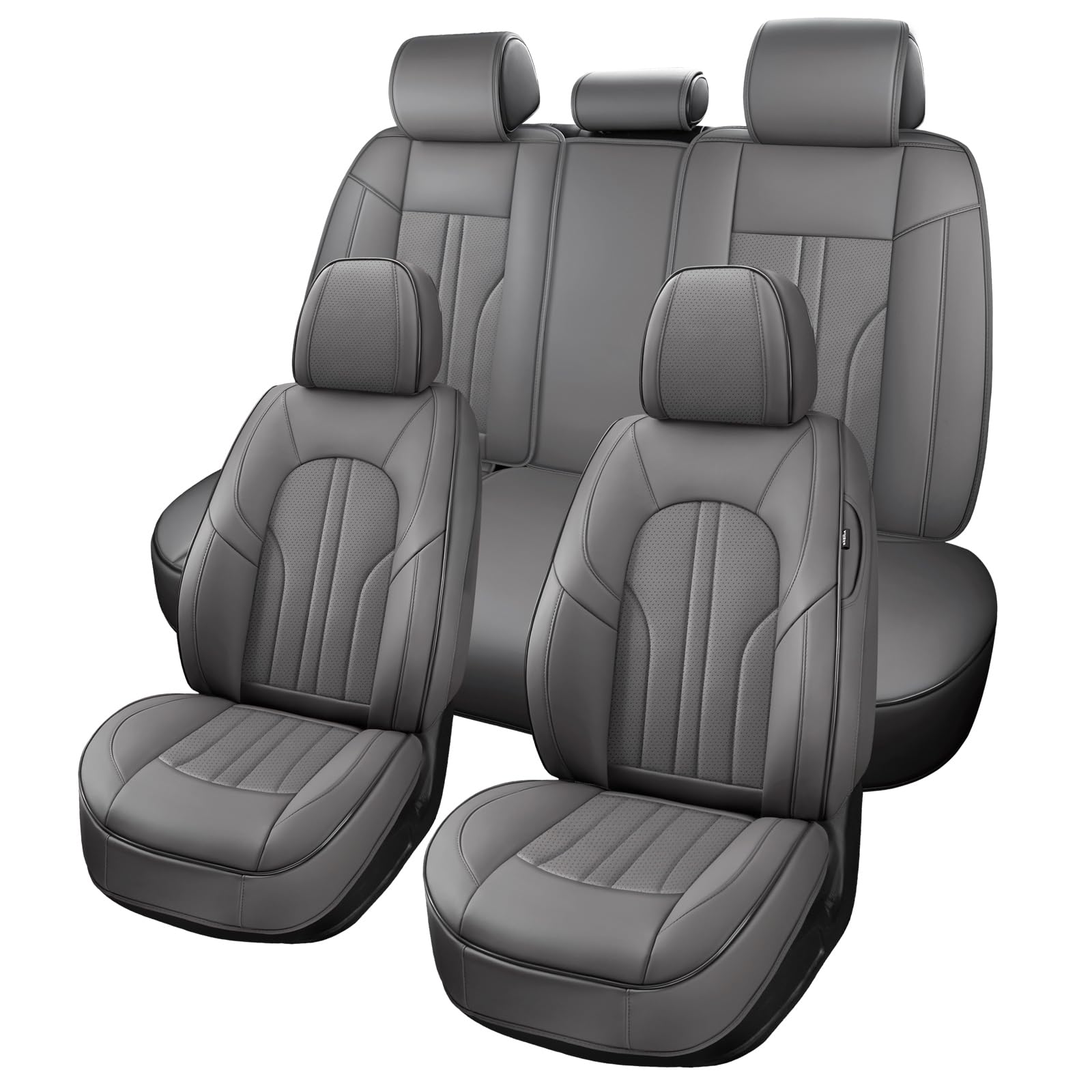 MINGBRON front seat covers installed showing sleek gray finish and protection