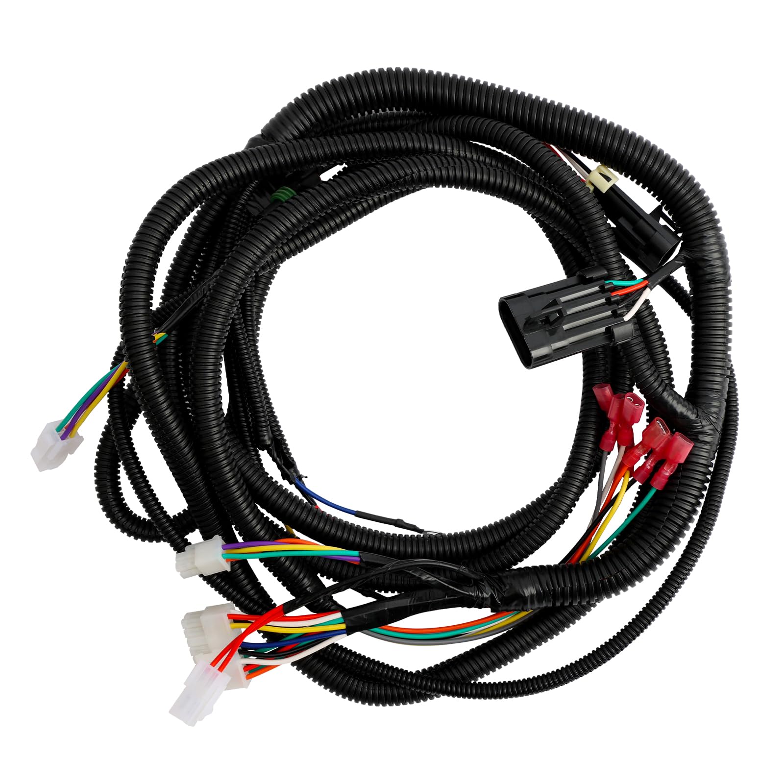 Misakomo front connector harness showing clean plug fit and improved reliability