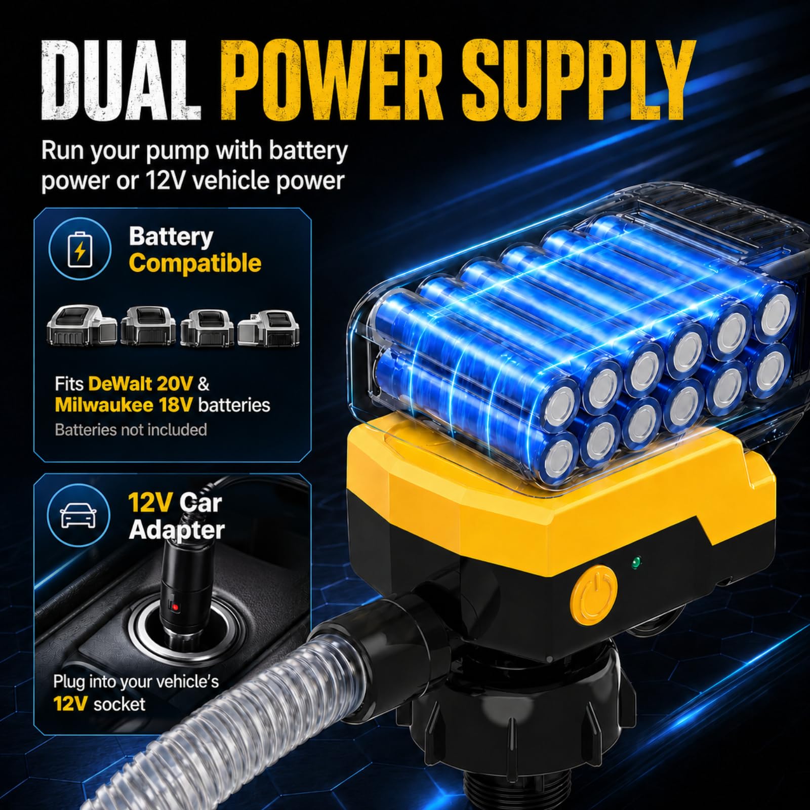 MISFANS 12V vehicle adapter connected showing uninterrupted runtime