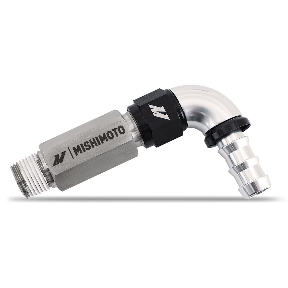 Mishimoto CNC aluminum adapter close-up showing precision machining and corrosion resistance