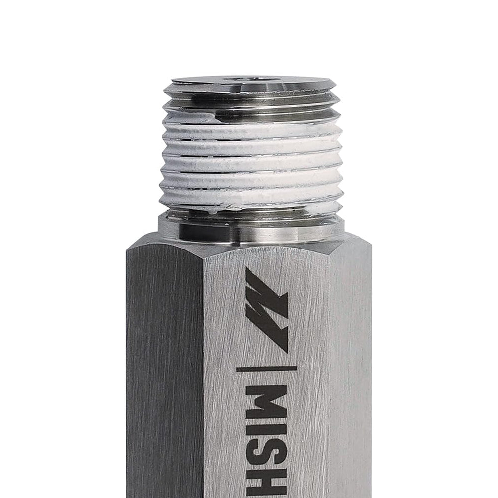 Mishimoto stainless fitting and worm-gear clamp close-up highlighting secure leak prevention
