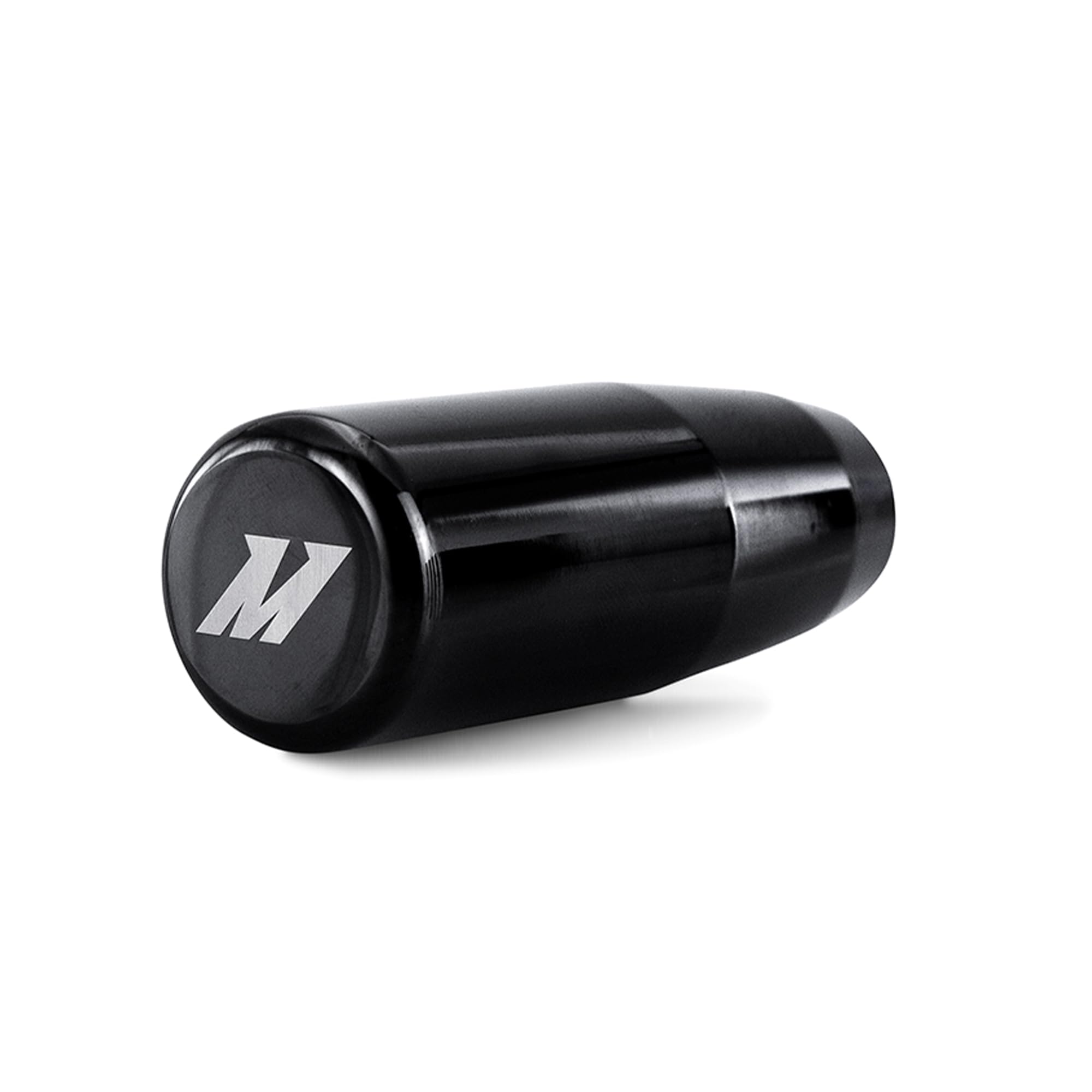Mishimoto front view of black weighted shift knob showing shape and stability