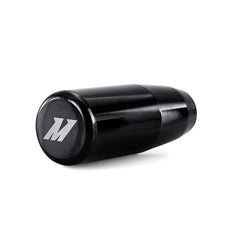 Mishimoto front view of black weighted shift knob showing shape and stability