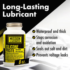 Mission Automotive open jar with lid brush ready, precise application benefit