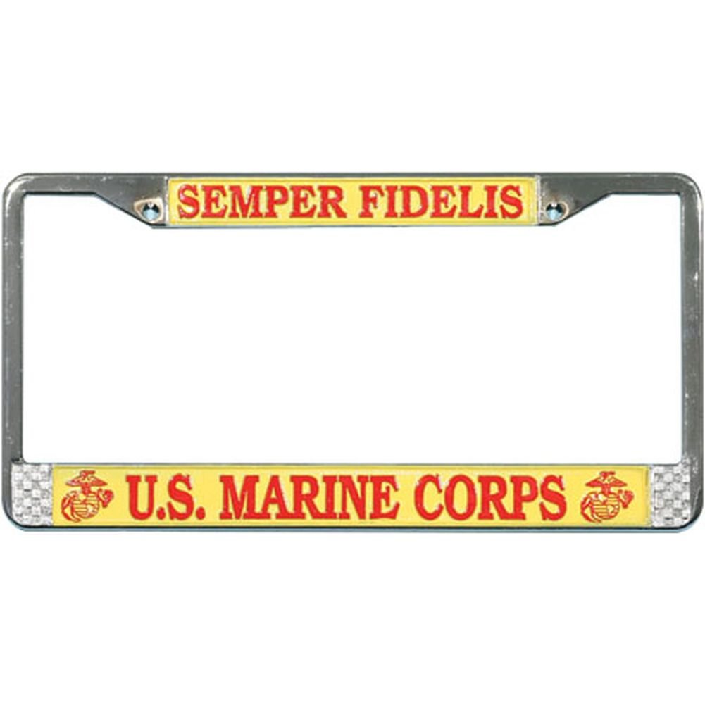 Mitchell Proffitt front view chrome plate frame showing full Semper Fidelis display and durability