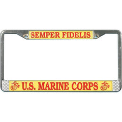 Mitchell Proffitt front view chrome plate frame showing full Semper Fidelis display and durability