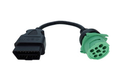 MITOB close-up green 9‑pin J1939 female connector showing pin layout