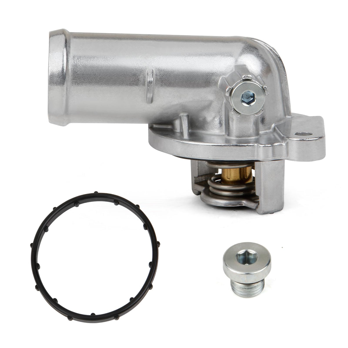 MITZONE front view of aluminum thermostat housing showing fitment and durability