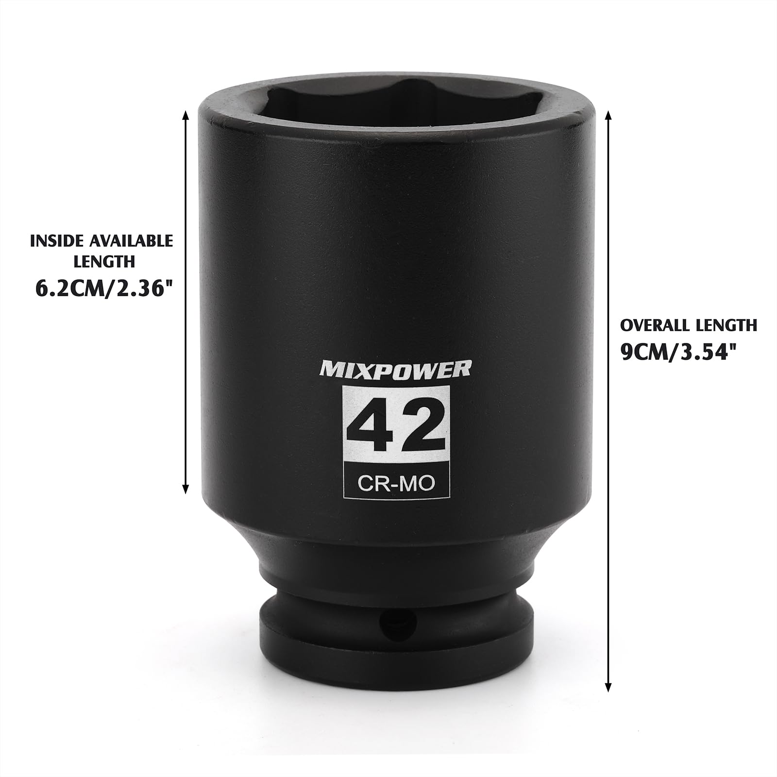 MIXPOWER deep socket depth and 3/4" drive end showing fit and reach benefit