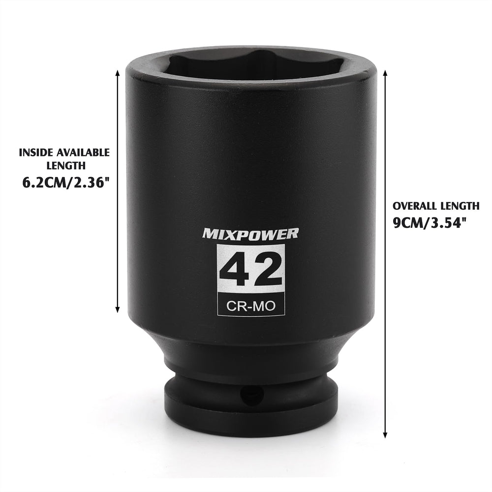 MIXPOWER deep socket depth and 3/4" drive end showing fit and reach benefit
