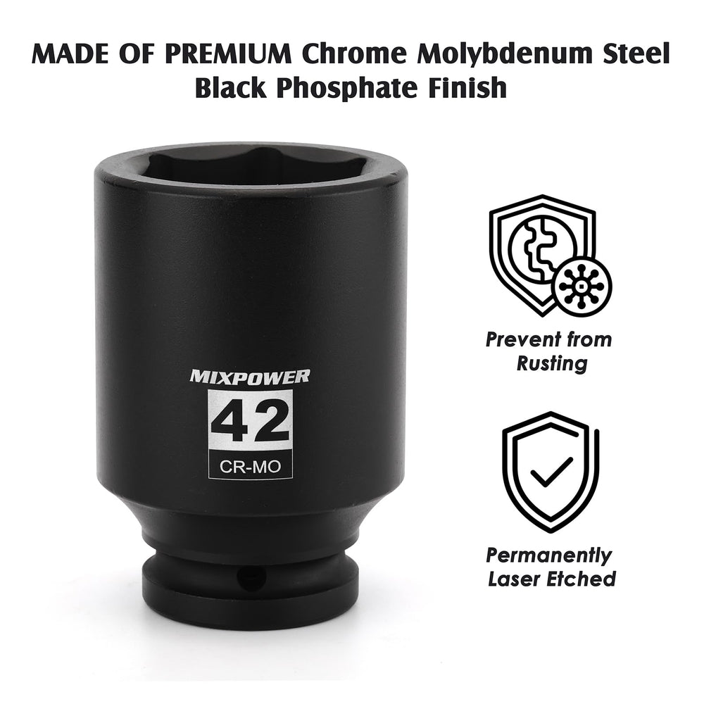 MIXPOWER laser-etched 42mm marking visible for quick identification even in low light