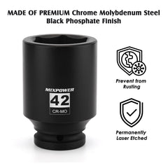MIXPOWER laser-etched 42mm marking visible for quick identification even in low light
