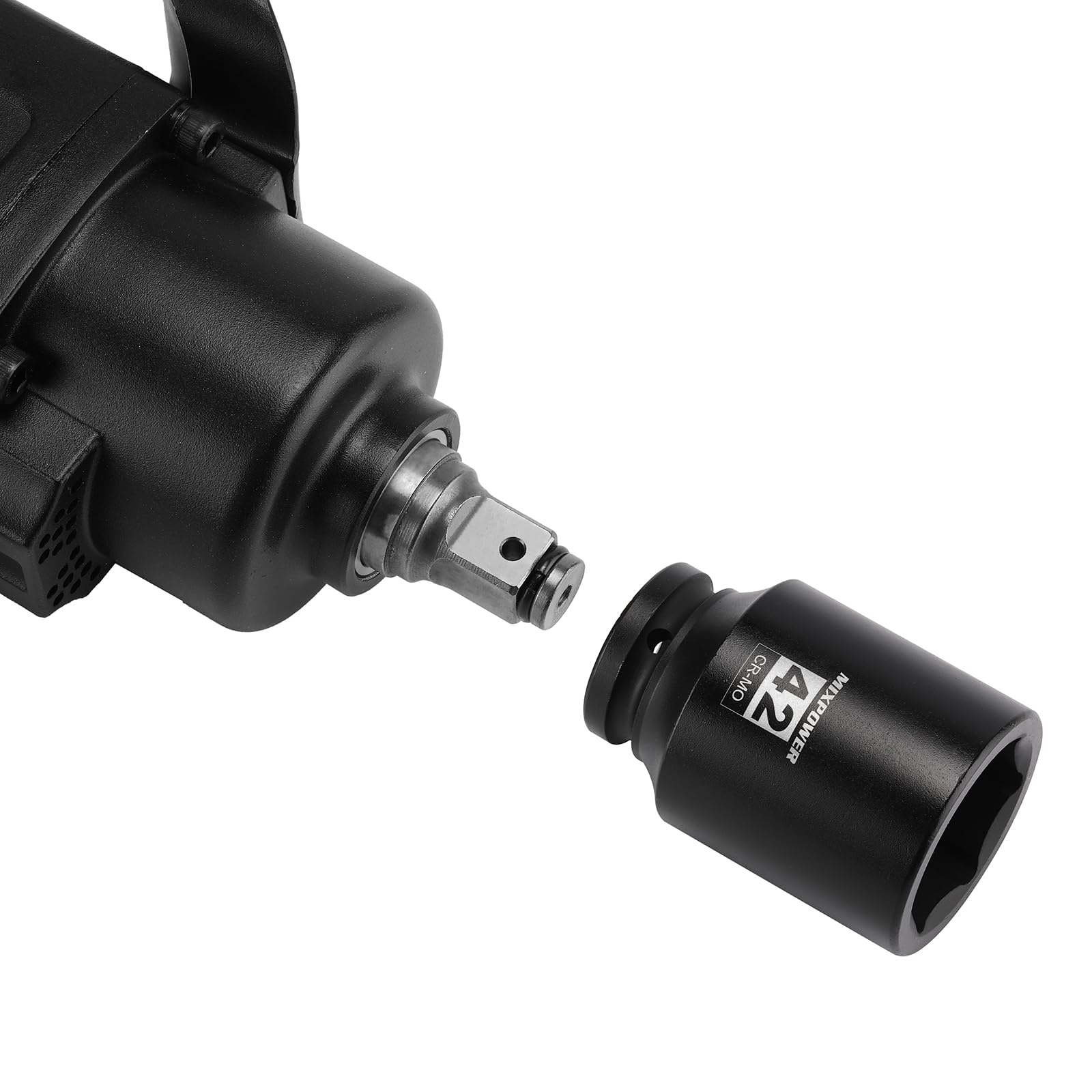 MIXPOWER socket on garage bench with tools highlighting professional workshop reliability