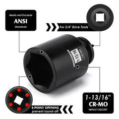 MIXPOWER side profile highlighting deep socket length for recessed axle nuts, improved reach benefit