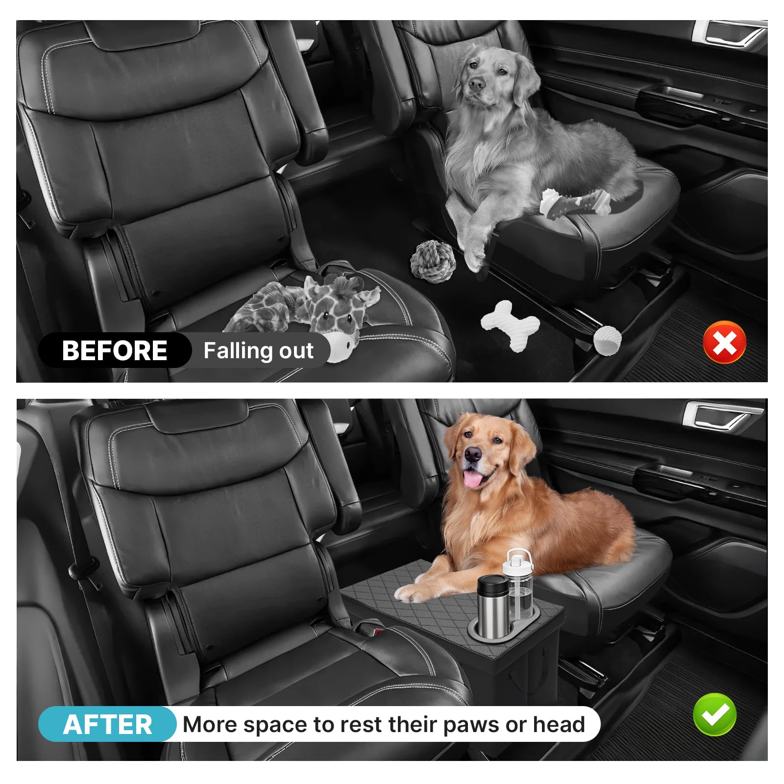 Mixsuper Liner placed in Explorer backseat showing size and center aisle fit