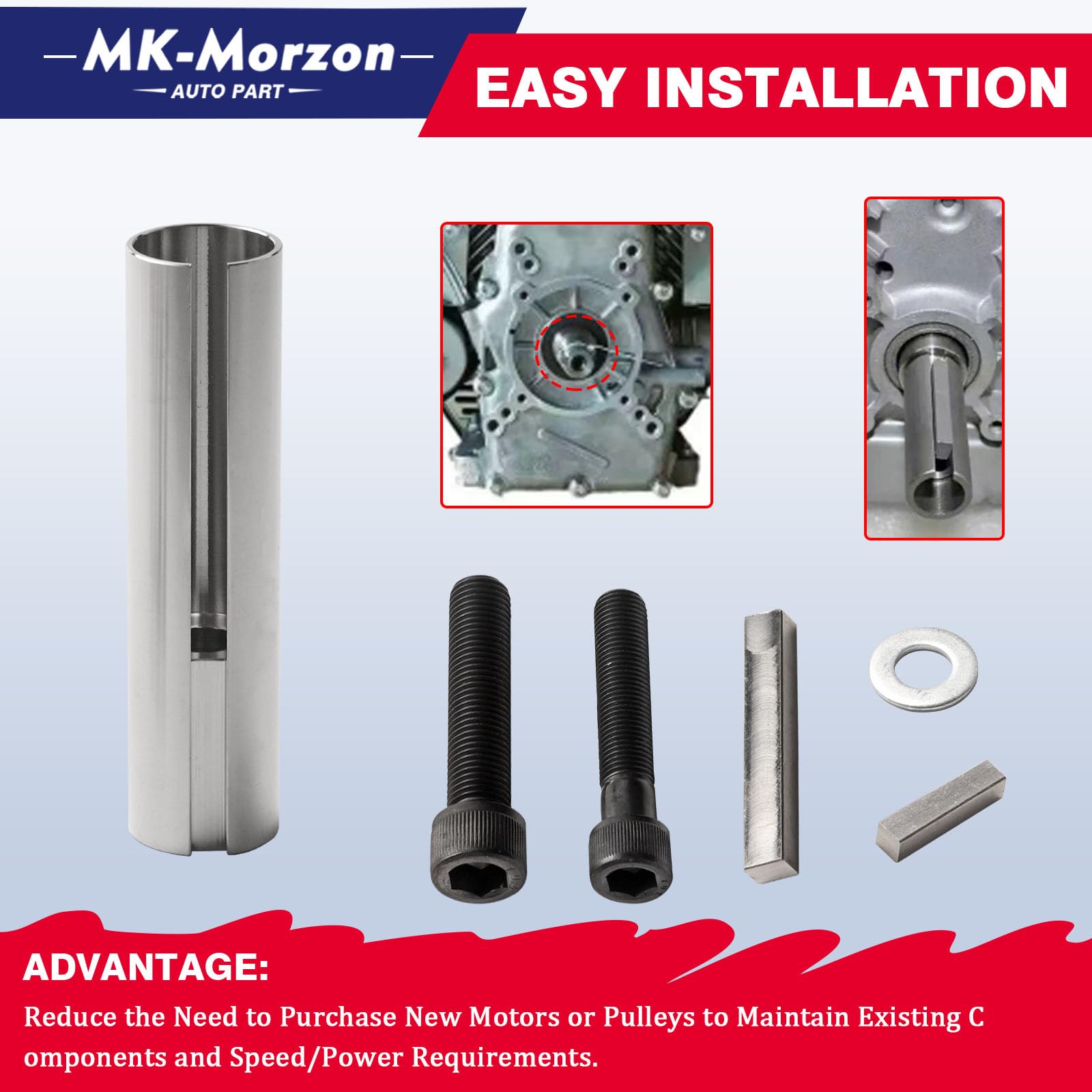 MK-Morzon adapter installed on engine crankshaft demonstrating correct alignment