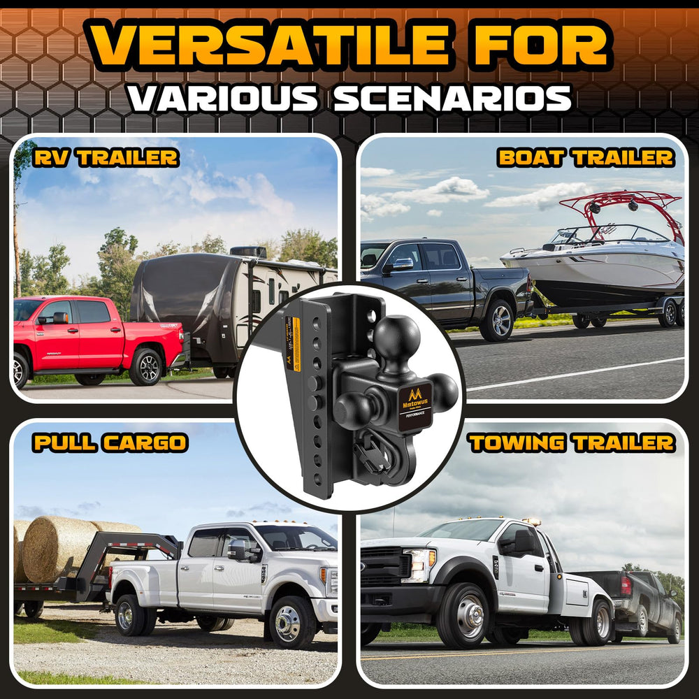 Mmtowus on pickup towing a camper illustrating versatility for RV and trailer owners on trips