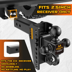Mmtowus installed in a 2.5" receiver on a truck showing secure fit and ready-to-tow advantage