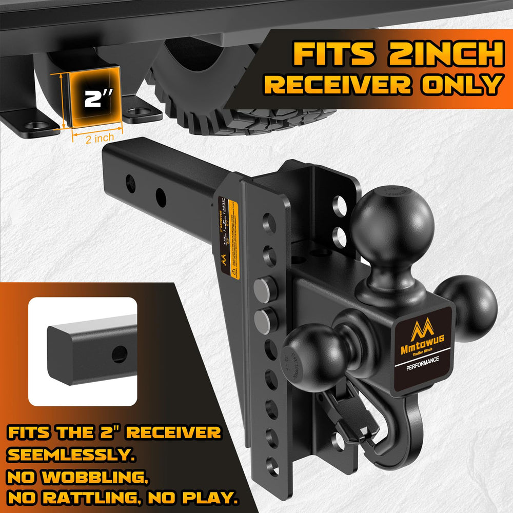 Mmtowus hitch mounted on truck demonstrating stable towing setup