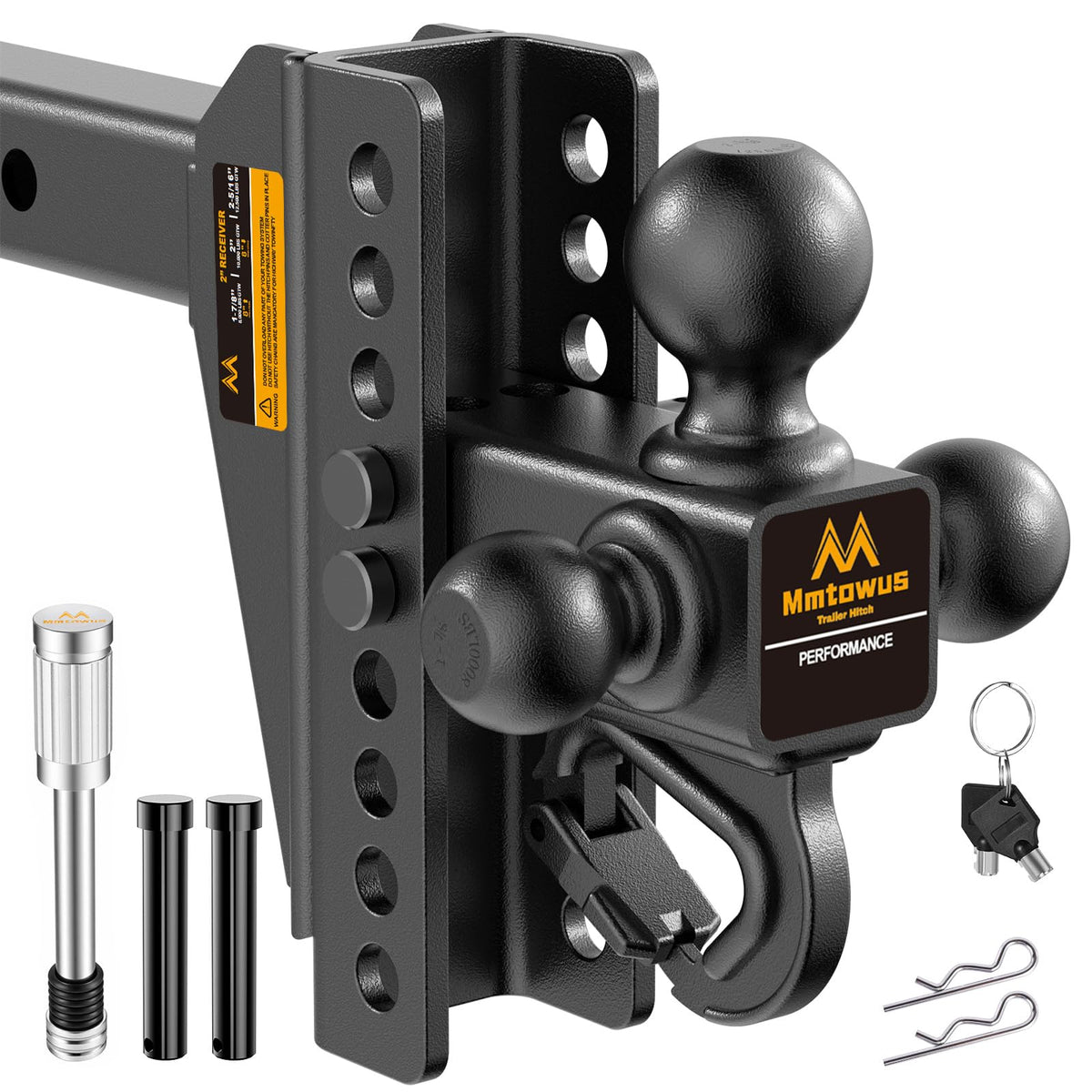Mmtowus tri-ball front view showing three ball sizes and versatility