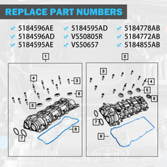 MNJWS valve cover gasket installed on a 3.6L Pentastar engine demonstrating direct fit