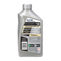 Mobil 1 label close-up on bottle, emphasizing specifications and clarity