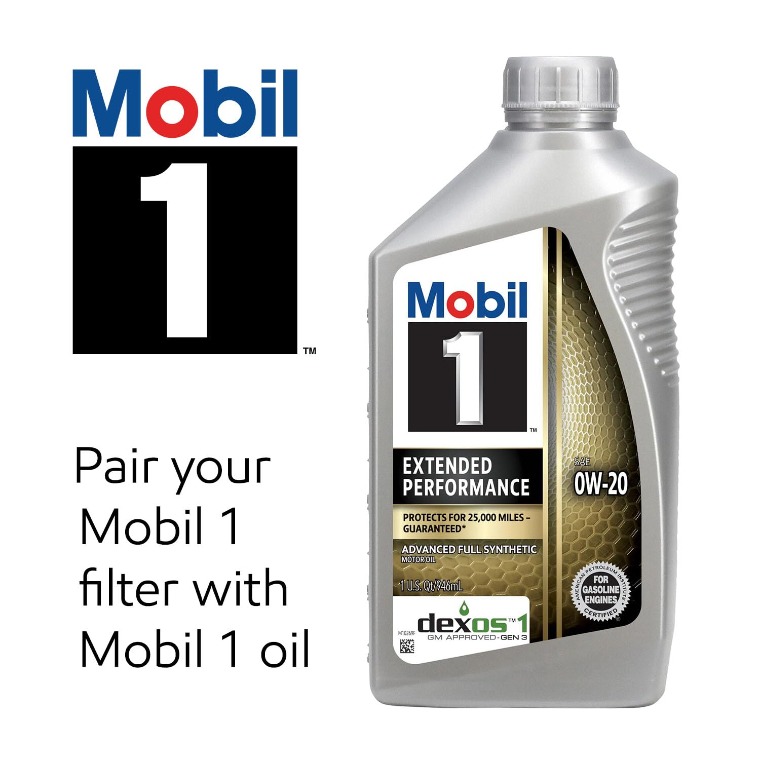 Mobil 1 filter held in hands for size reference, conveys portability and fit verification